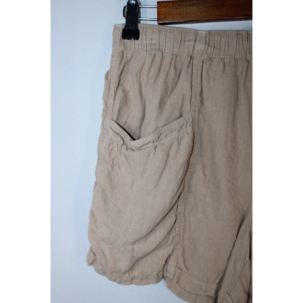 Faherty Women's Beige Linen-Blend Elastic Waist Shorts